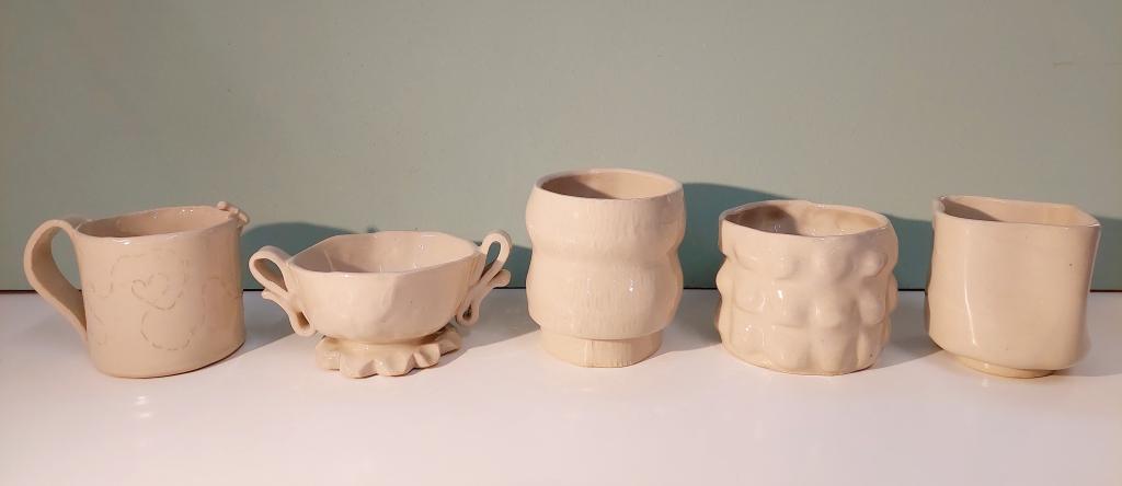 Hand-made cups by beginners